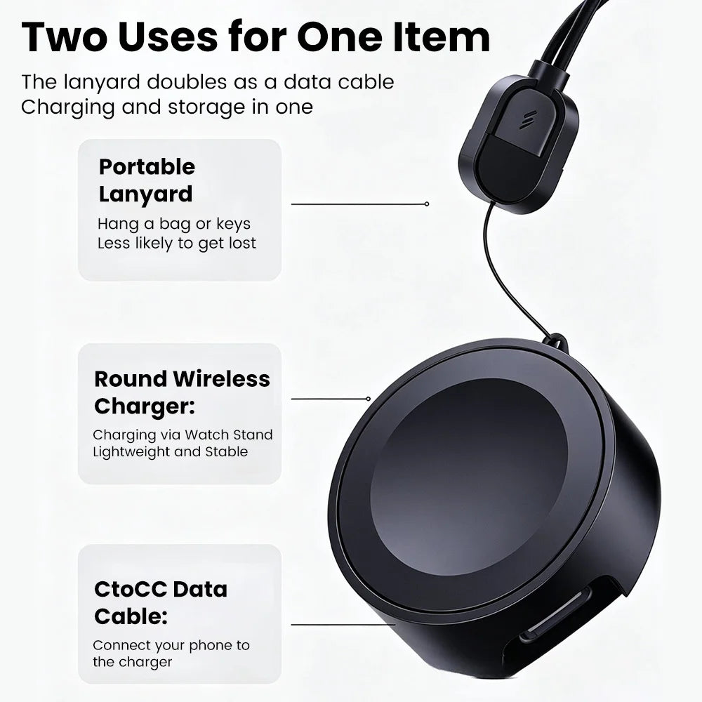 Portable Wireless Charger 2.5W USB Type C Magnetic Fast Charger For 1-12Serirs SE1/2/3 ULTRA1/2/3 SamsungS4/S5/S6/S7/S8/S9 Watch