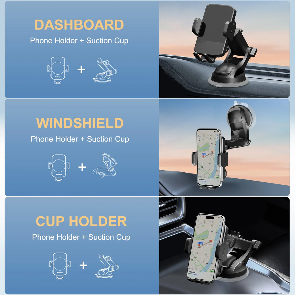 Magnetic Wireless Clamping Car Charger Phone Holder Dashboard