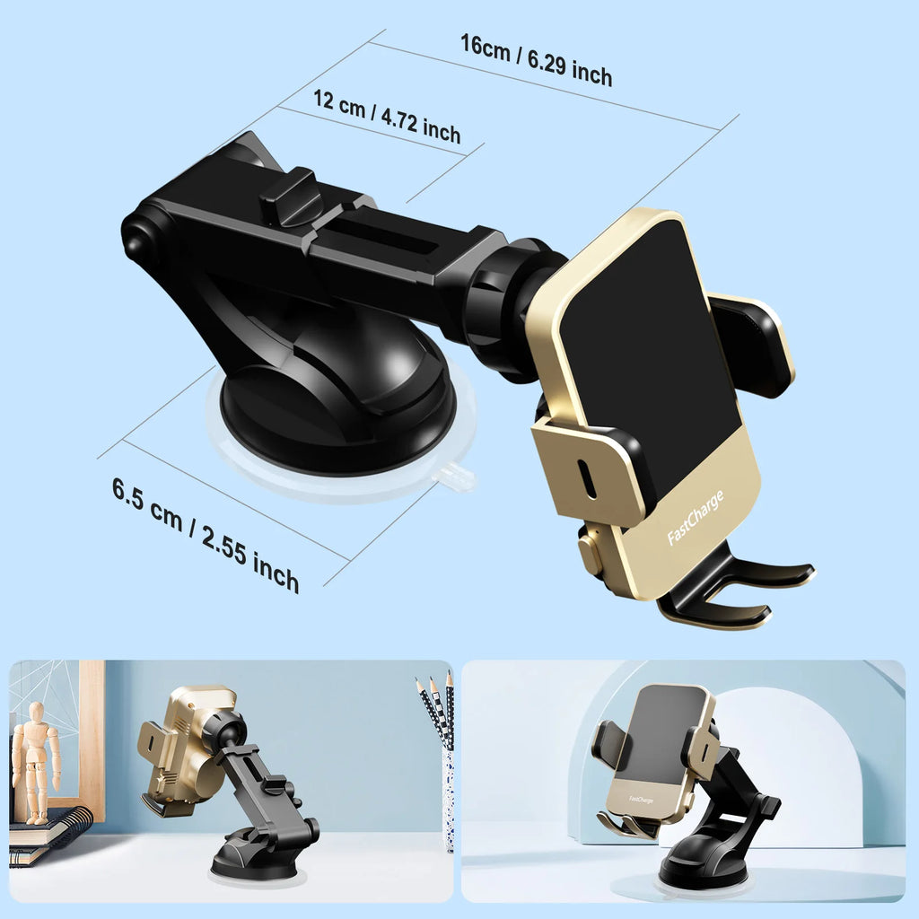 Magnetic Wireless Clamping Car Charger Phone Holder Dashboard