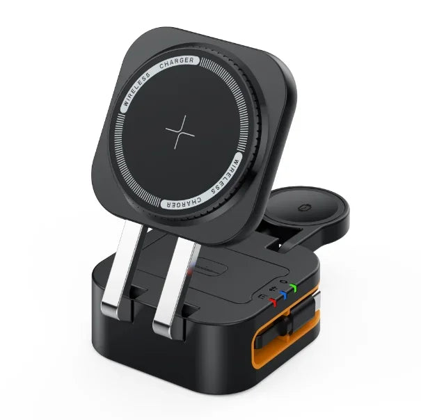 4-in-1 Magnetic Wireless Charger Built-in Retractable Cable Compatible with iPhone iWatch
