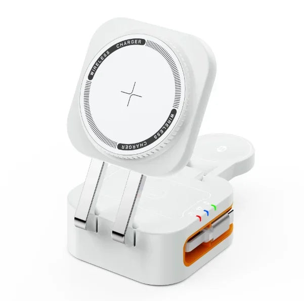 4-in-1 Magnetic Wireless Charger Built-in Retractable Cable Compatible with iPhone iWatch
