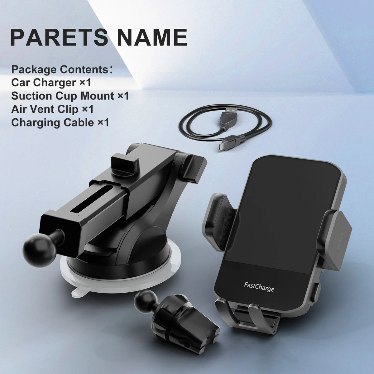 Magnetic Wireless Clamping Car Charger Phone Holder Dashboard
