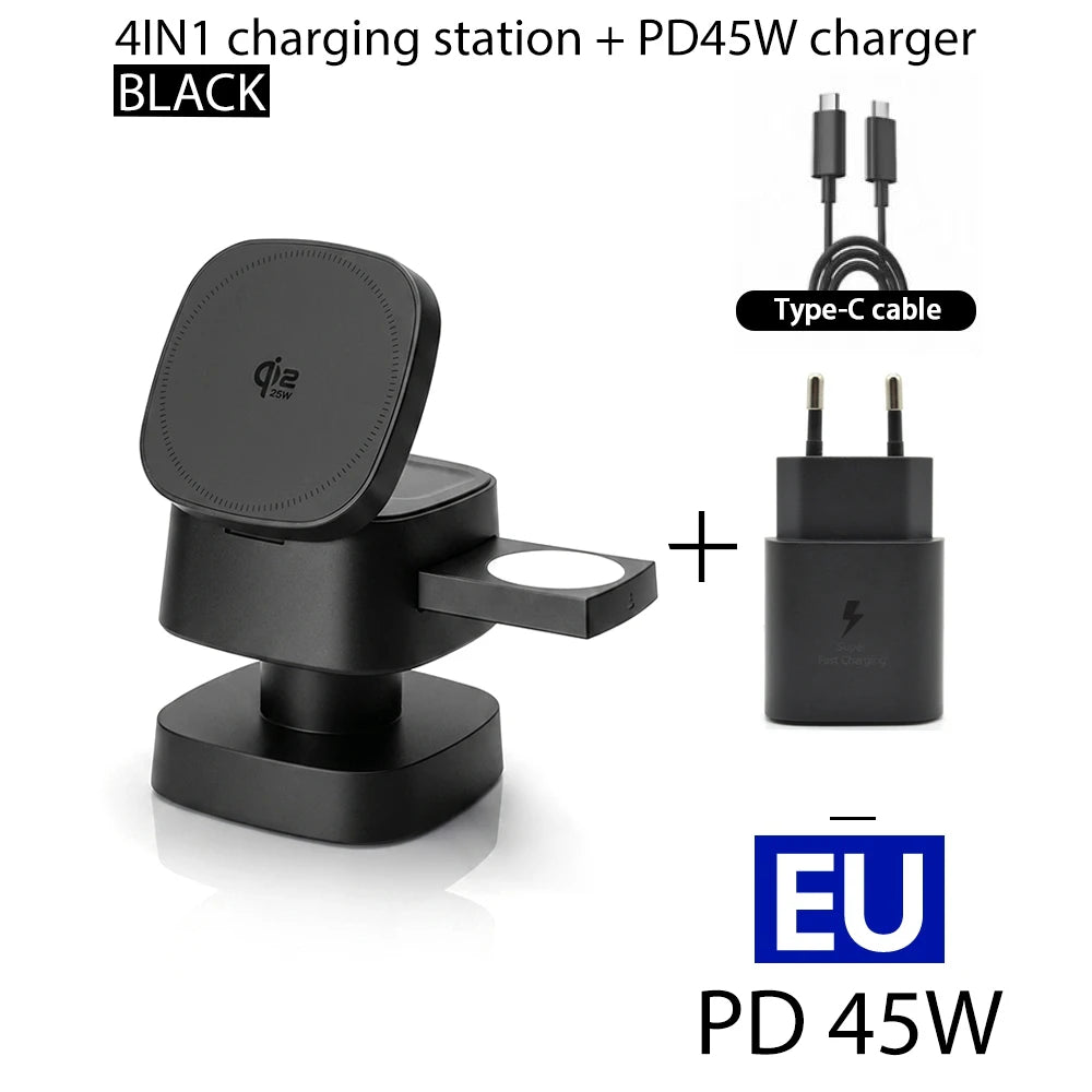 4 in 1 Magnetic Wireless Lamp with 45W Adapter For iPhone 18 17 16 Pro Max Watch Pods