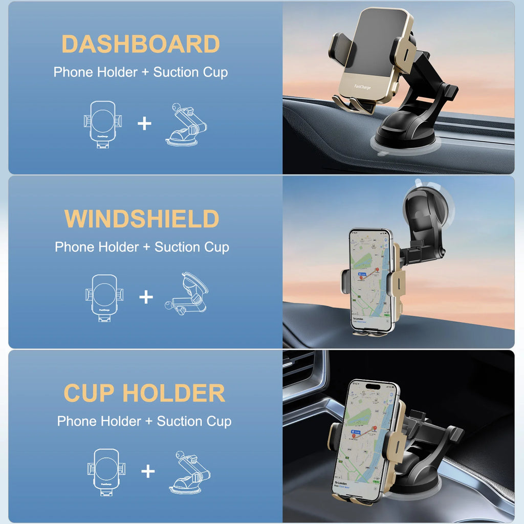 Magnetic Wireless Clamping Car Charger Phone Holder Dashboard