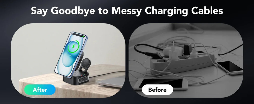 4-in-1 Magnetic Wireless Charger Built-in Retractable Cable Compatible with iPhone iWatch