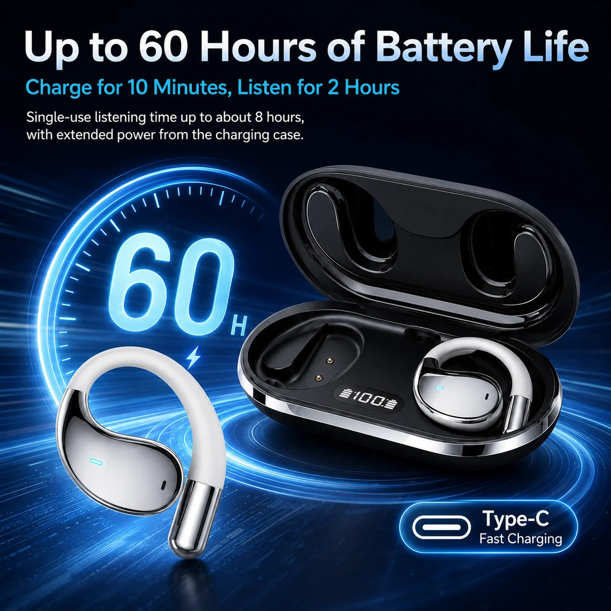 Open Ear Clip Headphones Bluetooth 5.4
