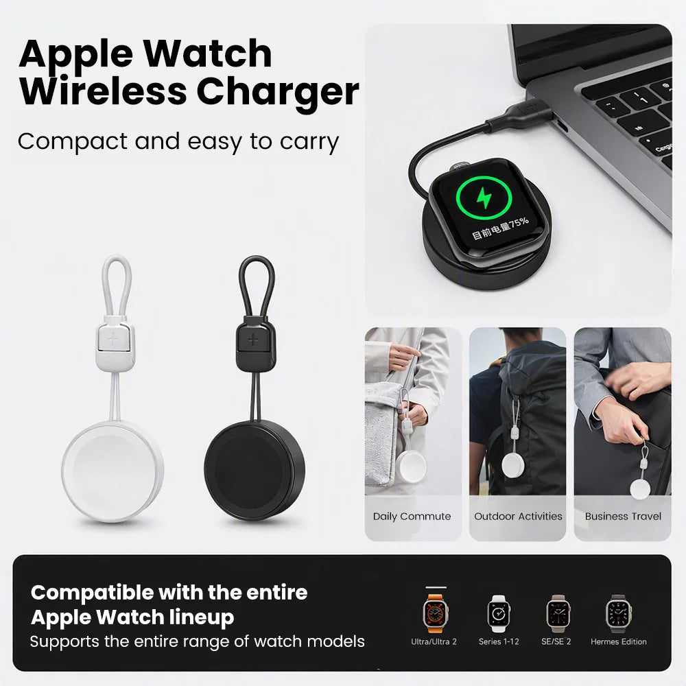 Portable Wireless Charger 2.5W USB Type C Magnetic Fast Charger For 1-12Serirs SE1/2/3 ULTRA1/2/3 SamsungS4/S5/S6/S7/S8/S9 Watch