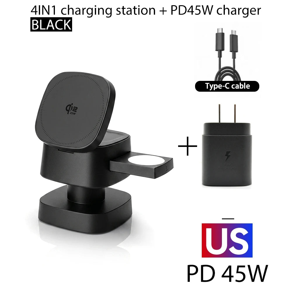 4 in 1 Magnetic Wireless Lamp with 45W Adapter For iPhone 18 17 16 Pro Max Watch Pods