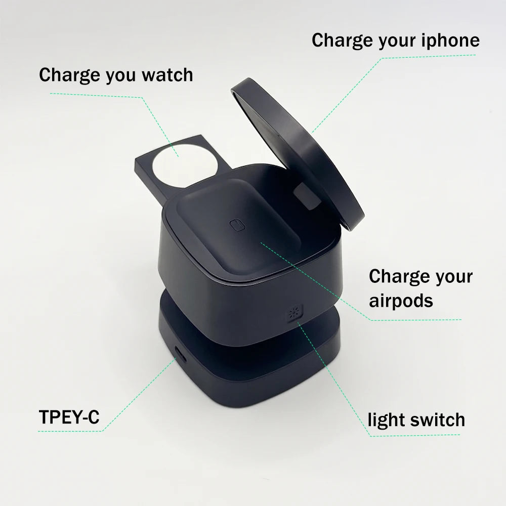 4 in 1 Magnetic Wireless Lamp with 45W Adapter For iPhone 18 17 16 Pro Max Watch Pods