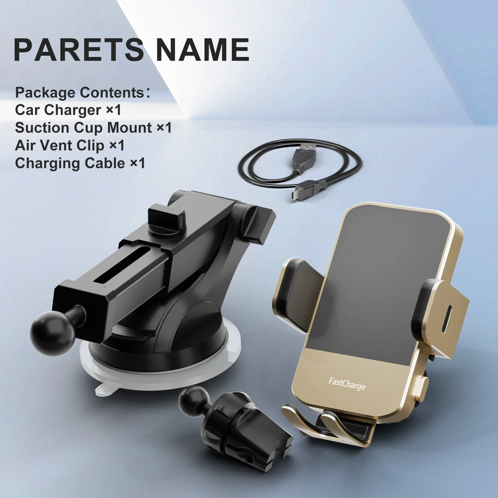 Magnetic Wireless Clamping Car Charger Phone Holder Dashboard