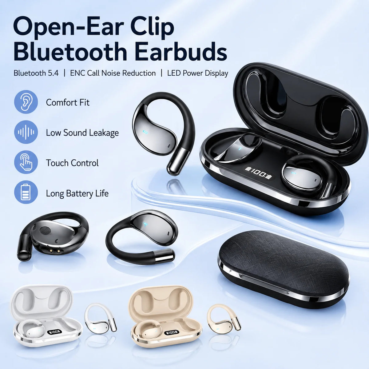 Open Ear Clip Headphones Bluetooth 5.4
